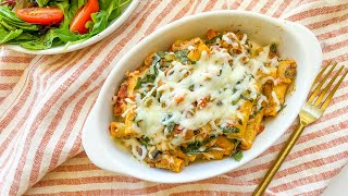 Cheesy Lentil Bolognese Baked Ziti Recipe [upl. by Sonitnatsnoc781]