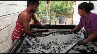 reactive dyeing process saree dye bath how to do bathik wax batik vojy batik [upl. by Figueroa272]