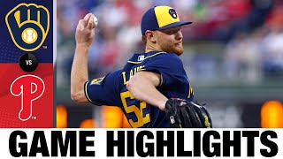 Brewers vs Phillies Game Highlights 42422  MLB Highlights [upl. by Lanctot]