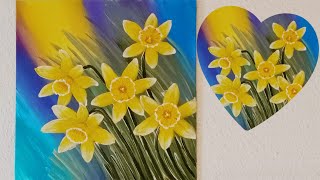 Blumen Malen Acryl Osterglocken Narzissen Anfänger  Flowers Acrylic Painting Daffodils Beginners [upl. by Mary608]