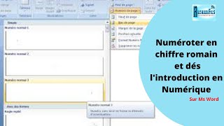 Numéroter un long document Word en chiffre romain et en chiffre numérique dès la page introduction [upl. by Opalina252]