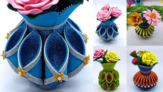 4 Types Of Flower Vase  Foam sheet craft ideas home decoration  Beautiful craft ideas [upl. by Ollayos398]