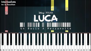 Intermediate Un Bacio A MezzanotteQuartetto Cetra  LUCA  Piano Tutorial with Finger Numbers [upl. by Palestine]