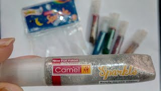 Camel Sparkle ready to use glitters in 6 shades  Art amp Craft  Unboxing amp review [upl. by Lynnet]