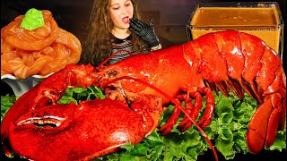 SEAFOOD BOIL MUKBANG  GIANT LOBSTER  CREAMY GARLIC SAUCE  SALMON MUKBANG ASMR  ASMR FOOD [upl. by Aceber]