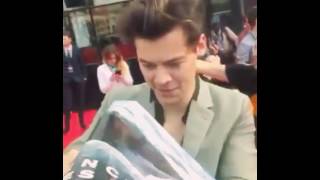 Harry Styles imitating french fan saying Merci beaucoup [upl. by Noirod926]