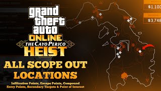 All Scope Out Locations Intel In GTA Onlines Cayo Perico Heist [upl. by Aneehsat]