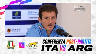 Vittoria Assicurazioni Autumn Nations Series ITAvARG conferenza stampa post match [upl. by Hayden]