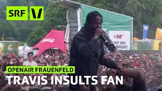 Openair Frauenfeld Travis Scott spuckt wegen Sneaker auf Fan  Festivalsommer 2015  SRF Virus [upl. by Adnara]