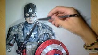 Drawing Time lapse Captain America  Realistic Art [upl. by Mairb700]