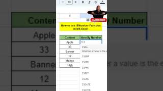 Isnumber function in MS Excel excelsolution microsoftexcel msexcel bpointerviewtutorial [upl. by Anelle514]