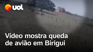 Vídeo mostra momento da queda de avião em Birigui SP ocupantes morreram [upl. by Naleek383]