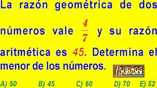 RAZONES ARITMÉTICA y GEOMÉTRICA  PREGUNTA RESUELTA  ADMSIÓN A LA UNIVERSIDAD [upl. by Satterfield647]