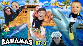 SHARKS IN THE WATER SLIDE Mikes Leap of Faith  Atlantis FUNnel Family Bahamas Trip Part 2 [upl. by Lareine231]