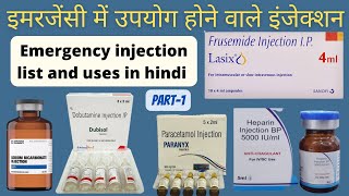 Emergency injection list and uses in hindi  Emergency drugs list and uses in hindi  Bsc nursing [upl. by Adhern]