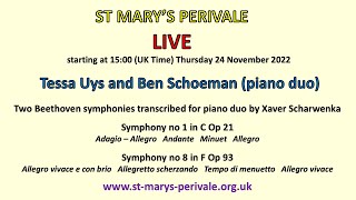 St Marys Perivale LIVE Tessa Uys and Ben Schoeman piano duo [upl. by Esnahc]