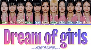 UNIVERSE TICKET Dream of girls Lyrics Color Coded Lyrics [upl. by Anyah152]