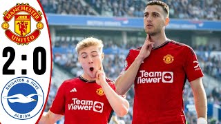 Brighton vs Manchester United 02 HIGHLIGHTS  Rasmus Højlund Goal Premier League 2024 [upl. by Sparky]