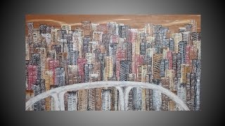 How to paint a city with acrylic paint Wie malt man eine Stadt mit Acrylfarbe Wolkenkratzer [upl. by Ball]