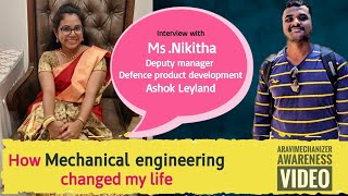 Opportunities for Girls in Mechanical Engineering  Ms Nikitha  Ashok Leyland  Aravi Mechanizer [upl. by Francesco]