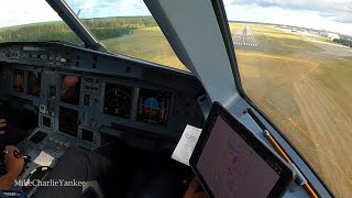 Airbus A320 landing in Windy RIGA Cockpit View [upl. by Willin]