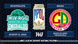 Junior MPBL Season 2 Muntinlupa JKLV RGG Emeralds vs Biñan Tatak Gel  14U [upl. by Anselmi381]