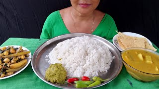 Eating taro with radish curry mashroom with mix vegmashed papaya flower😋papadBig bite mukbang [upl. by Vasti]