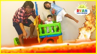 THE FLOOR IS LAVA CHALLENGE Ryan ToysReview Family Fun Kids Pretend Playtime [upl. by Wendel]