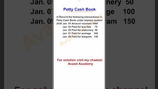 Petty Cash Book  Cash Book  Class 11  PUC  NCERT  Imprest System shorts trending cashbook [upl. by Elgna]