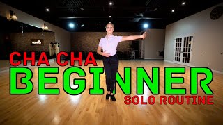 Beginner Cha Cha Solo Practice Routine  Ballroom Dance Tutorial [upl. by Enahc118]