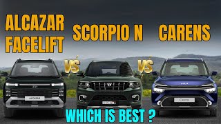 2024 Hyundai Alcazar Facelift Vs Scorpio N Vs Carens  Which is Best   Antique Auto Car [upl. by Schaumberger]