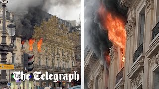 Huge fire breaks out in central Paris near Opera House [upl. by Nnylanna271]