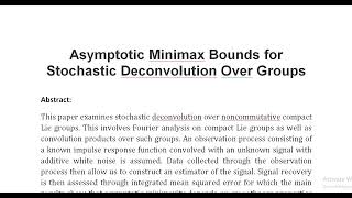 Asymptotic Minimax Bounds for Stochastic Deconvolution Over Groups [upl. by Odnumyer432]