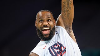 LeBron James Steph and KD celebrate Team USA flag bearer [upl. by Drofdarb]