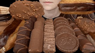 ASMR Chocolate Desserts amp Ice Cream Eclair Cookie Sandwich Dove HaagenDazs Kinder Bueno Cake [upl. by Marshall]