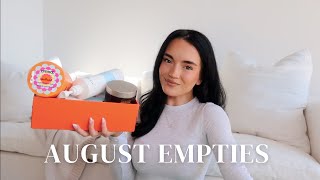 august empties  products ill be repurchasing amp some i hated [upl. by Llerdnod]