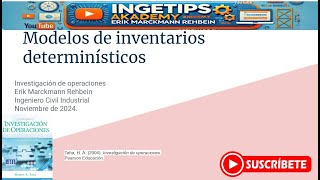 Modelos de inventarios determinístico Parte 1 Investigación de Operaciones [upl. by Balsam]