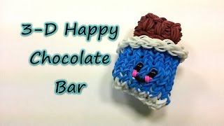 3D Happy Chocolate Bar Tutorial by feelinspiffy Rainbow Loom [upl. by Ferren]