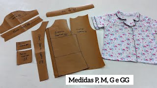 Como fazer molde blusa feminina pijama Americano [upl. by Yesnel754]