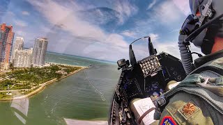 F16 Over the Shoulder Cockpit View  Airshow over South Beach Miami  Cockpit Audio [upl. by Ayanad]