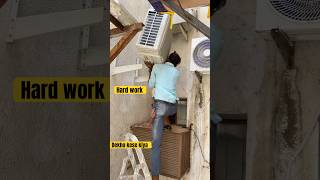 Hitachi outdoor installation work hard 😓 youtubeshorts copperpipeandfittings airconditioning [upl. by Teryl]