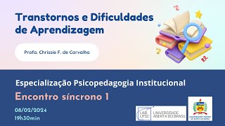 Encontro Síncrono 1 Transtornos e dificuldades de aprendizagem [upl. by Norri]