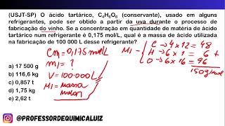 USJTSP O ácido tartárico C4H6O6 conservante usado em alguns refrigerantes pode ser obtido [upl. by Godfrey580]