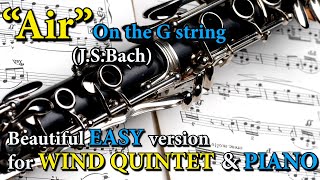 quotAir  on the G stringquot Bach  Beautiful EASY WOODWIND QUINTET and PIANO Sheet Music [upl. by Conah]