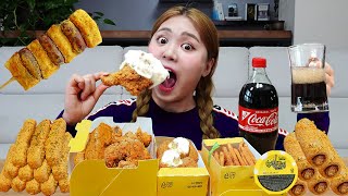 뿌링클 전메뉴 먹방 Bburinkle Chicken MUKBANG 뿌링클치킨 뿌링핫도그 치즈볼 뿌링감자 소떡소떡 EATING SHOW  HIU 하이유 [upl. by Krishna]