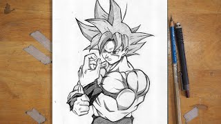 How to Draw Goku UI  Goku Ultra Instinct Drawing Step by Step  Dragon Ball [upl. by Nedi959]