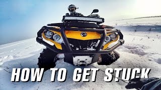 ATV VS Snowmobile  Outlander Canam Winter Riding amp Yamaha RX1  CanAm crash ATVКвадроциклы [upl. by Einiffit]