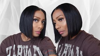 Lace frontal Bob Wig  No Glue No Bald cap  Full Tutorial  OOTD [upl. by Sahcnip]