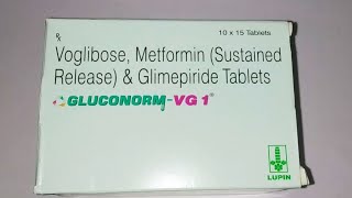 gluconorm vg1 tabletsmetformin hydrochlorideglimepiridevoglibose tablets [upl. by Halley]