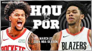 Portland Trail Blazers vs Houston Rockets Full Game Highlights  Mar 25  2024 NBA Season [upl. by Ayotac699]